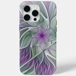 Bloemdromen, Abstracte Paarse groene fractale kuns iPhone 15 Pro Max Hoesje