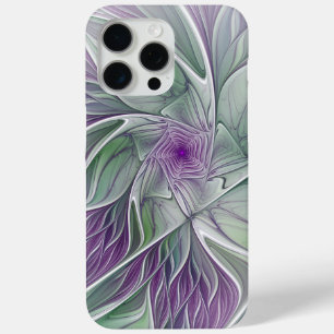 Bloemdromen, Abstracte Paarse groene fractale kuns iPhone 15 Pro Max Hoesje