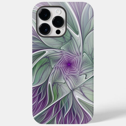Bloemdromen, Abstracte Paarse groene fractale kuns Case-Mate iPhone Case (Achterkant)