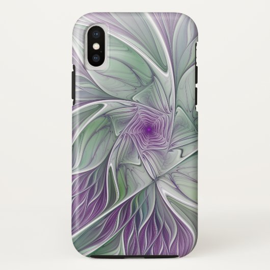 Bloemdromen, Abstracte Paarse groene fractale kuns Case-Mate iPhone Case (Achterkant)