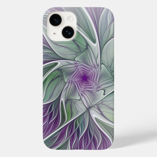 Bloemdromen, Abstracte Paarse groene fractale kuns Case-Mate iPhone Case (Achterkant)