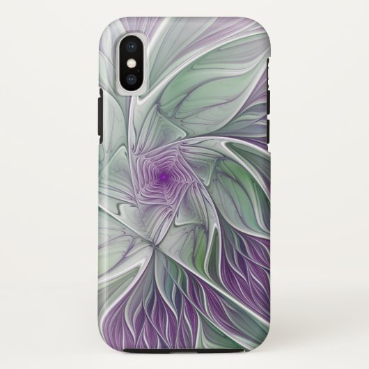 Bloemdromen, Abstracte Paarse groene fractale kuns Case-Mate iPhone Case (Achterkant)