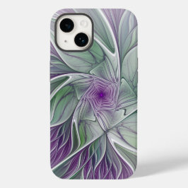 Bloemdromen, Abstracte Paarse groene fractale kuns Case-Mate iPhone 14 Hoesje