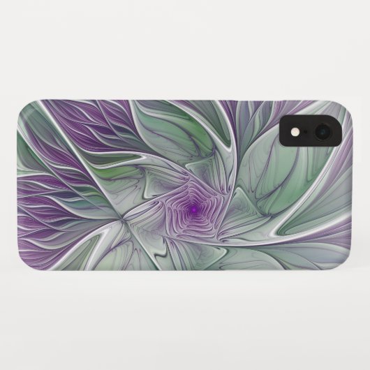 Bloemdromen, Abstracte Paarse groene fractale kuns Case-Mate iPhone Case (Achterkant (horizontaal))