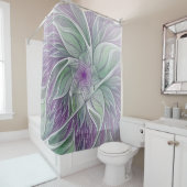 Bloemdromen, Abstracte Paarse groene fractale kuns Douchegordijn (In situ)