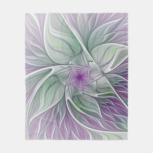 Bloemdromen, Abstracte Paarse groene fractale kuns Fleece Deken (Voorkant)