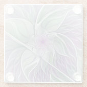 Bloemdromen, Abstracte Paarse groene fractale kuns Glazen Onderzetter (Achterkant)