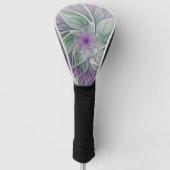 Bloemdromen, Abstracte Paarse groene fractale kuns Golfheadcover (Voorkant)