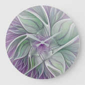 Bloemdromen, Abstracte Paarse groene fractale kuns Grote Klok (Voorkant)