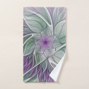 Bloemdromen, Abstracte Paarse groene fractale kuns Handdoek