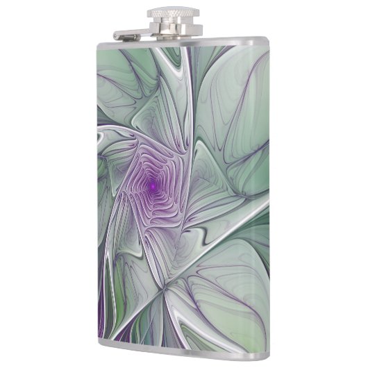 Bloemdromen, Abstracte Paarse groene fractale kuns Heupfles (Links)