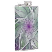 Bloemdromen, Abstracte Paarse groene fractale kuns Heupfles (Rechts)