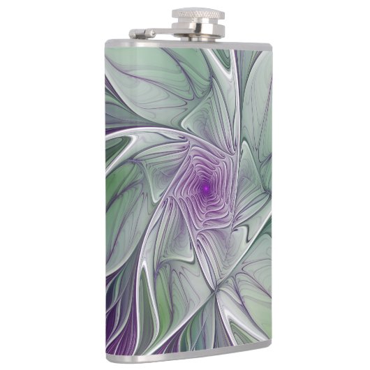 Bloemdromen, Abstracte Paarse groene fractale kuns Heupfles (Rechts)