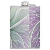 Bloemdromen, Abstracte Paarse groene fractale kuns Heupfles (Achterkant)