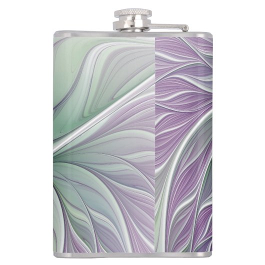 Bloemdromen, Abstracte Paarse groene fractale kuns Heupfles (Achterkant)