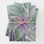 Bloemdromen, Abstracte Paarse groene fractale kuns Inpakpapier Vel (In situ)