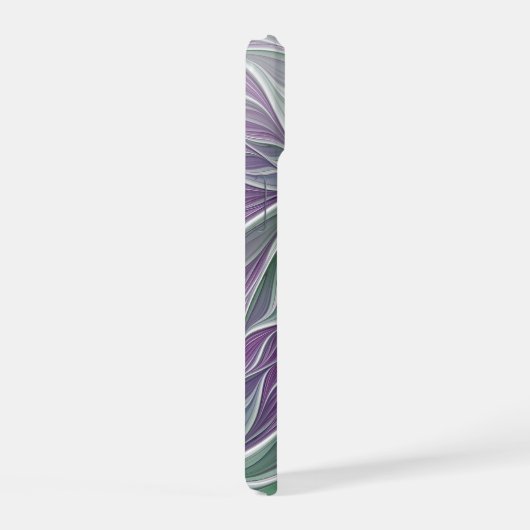 Bloemdromen, Abstracte Paarse groene fractale kuns iPhone 15 Case (Rechterkant)