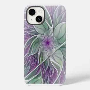Bloemdromen, Abstracte Paarse groene fractale kuns iPhone 14 Hoesje