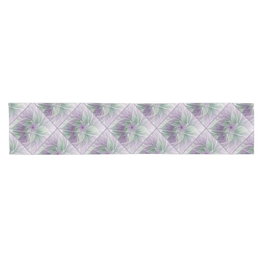 Bloemdromen, Abstracte Paarse groene fractale kuns Korte Tafelloper (Horizontaal)