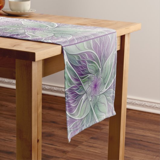 Bloemdromen, Abstracte Paarse groene fractale kuns Korte Tafelloper (Voorbeeld)