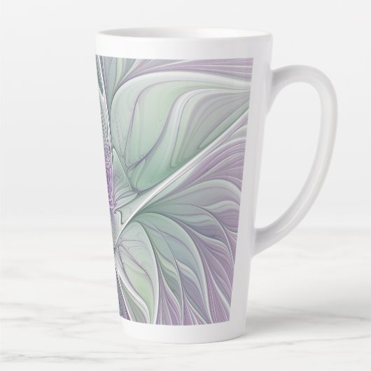 Bloemdromen, Abstracte Paarse groene fractale kuns Latte Mok (Rechts)