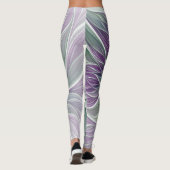 Bloemdromen, Abstracte Paarse groene fractale kuns Leggings (Achterkant)