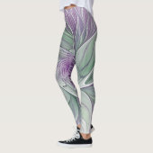 Bloemdromen, Abstracte Paarse groene fractale kuns Leggings (Links)