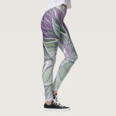Bloemdromen, Abstracte Paarse groene fractale kuns Leggings (Rechts)