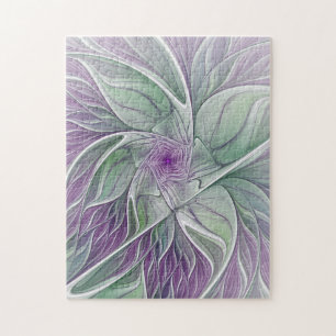 Bloemdromen, Abstracte Paarse groene fractale kuns Legpuzzel
