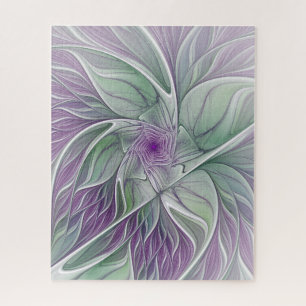 Bloemdromen, Abstracte Paarse groene fractale kuns Legpuzzel