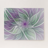 Bloemdromen, Abstracte Paarse groene fractale kuns Legpuzzel (Horizontaal)