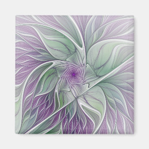 Bloemdromen, Abstracte Paarse groene fractale kuns Magneet
