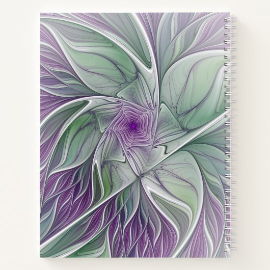 Bloemdromen, Abstracte Paarse groene fractale kuns Notitieboek (Achterkant)