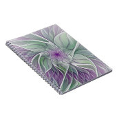 Bloemdromen, Abstracte Paarse groene fractale kuns Notitieboek (Rechterzijde)