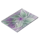 Bloemdromen, Abstracte Paarse groene fractale kuns Notitieboek (Linkerzijde)