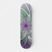 Bloemdromen, Abstracte Paarse groene fractale kuns Persoonlijk Skateboard (Voorkant)