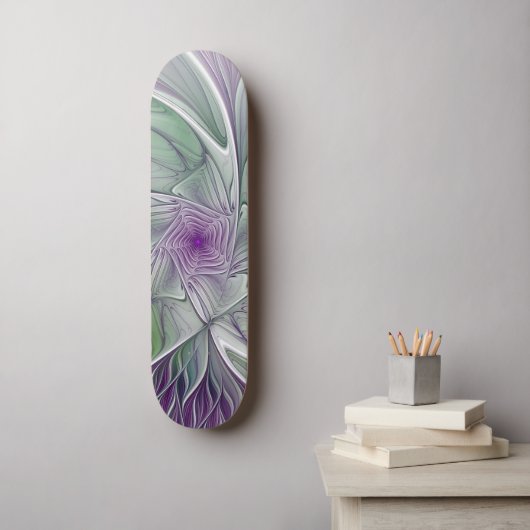 Bloemdromen, Abstracte Paarse groene fractale kuns Persoonlijk Skateboard (Muurkunst)