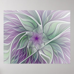 Bloemdromen, Abstracte Paarse groene fractale kuns Poster