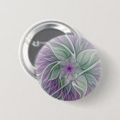 Bloemdromen, Abstracte Paarse groene fractale kuns Ronde Button 5,7 Cm (Voorkant /achterkant)