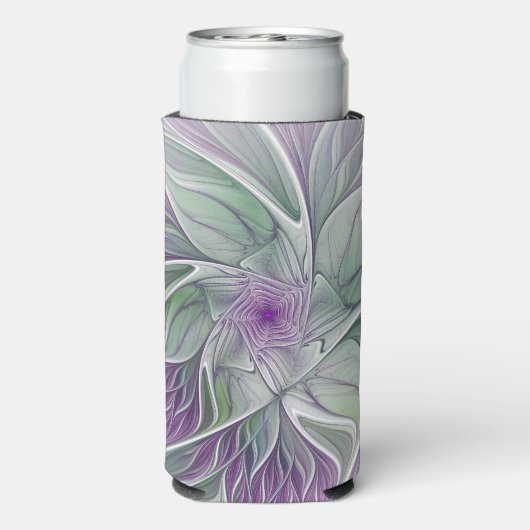 Bloemdromen, Abstracte Paarse groene fractale kuns Seltzer Blikjeskoeler (Seltzer Achterkant)