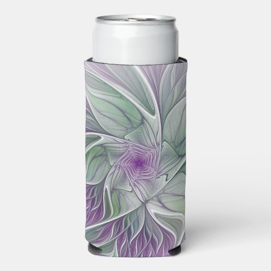 Bloemdromen, Abstracte Paarse groene fractale kuns Seltzer Blikjeskoeler (Seltzer Voorkant)