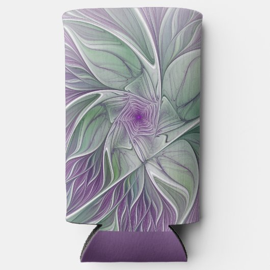 Bloemdromen, Abstracte Paarse groene fractale kuns Seltzer Blikjeskoeler (Voorkant)
