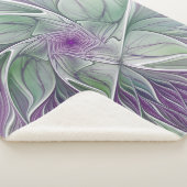 Bloemdromen, Abstracte Paarse groene fractale kuns Sherpa Deken (3/4)