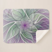 Bloemdromen, Abstracte Paarse groene fractale kuns Sherpa Deken (Voorkant (horizontaal))