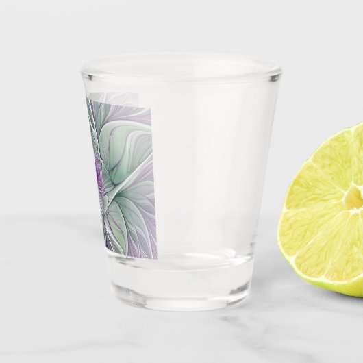 Bloemdromen, Abstracte Paarse groene fractale kuns Shot Glas (Rechts)