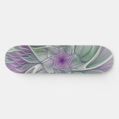Bloemdromen, Abstracte Paarse groene fractale kuns Skateboard (Horizontaal)
