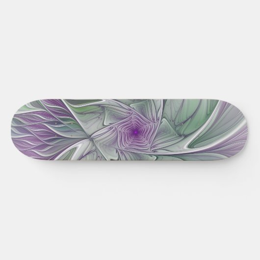Bloemdromen, Abstracte Paarse groene fractale kuns Skateboard (Horizontaal)