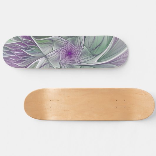 Bloemdromen, Abstracte Paarse groene fractale kuns Skateboard (Horizontaal)