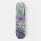 Bloemdromen, Abstracte Paarse groene fractale kuns Skateboard (Voorkant)