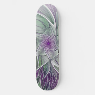 Bloemdromen, Abstracte Paarse groene fractale kuns Skateboard